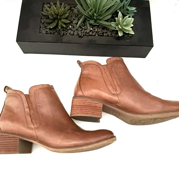 WOMENS KORKS KORK-EASE LEATHER ANKLE BOOTS COGNAC BROWN  SZ 9.5 - Picture 11 of 14